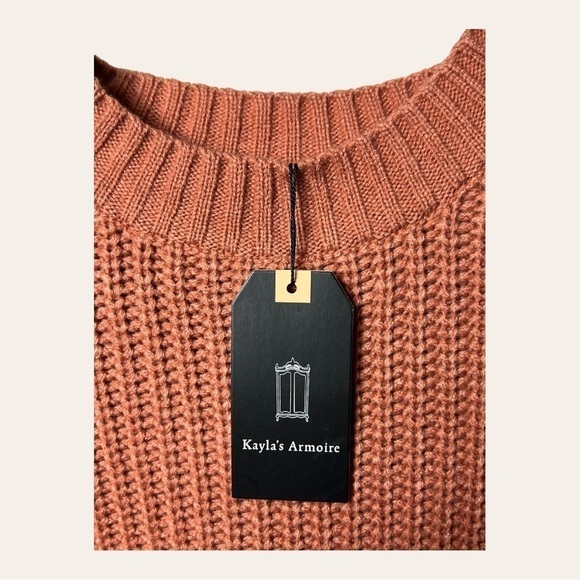 1152. ‎ KAYLA’S ARMOIRE LONG SLEEVE SWEATER SIZE MEDIUM BURNT ORANGE KNITTED - Picture 6 of 11
